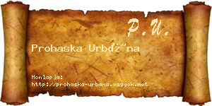 Prohaska Urbána névjegykártya
